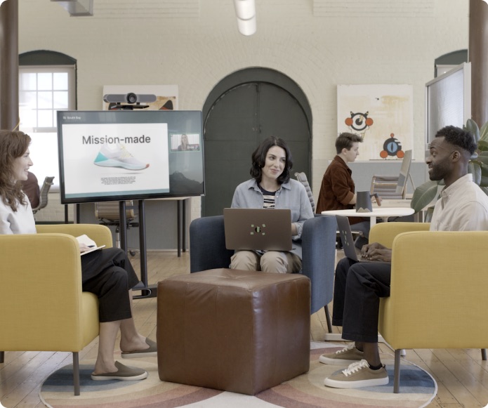 Team meeting in an open office space